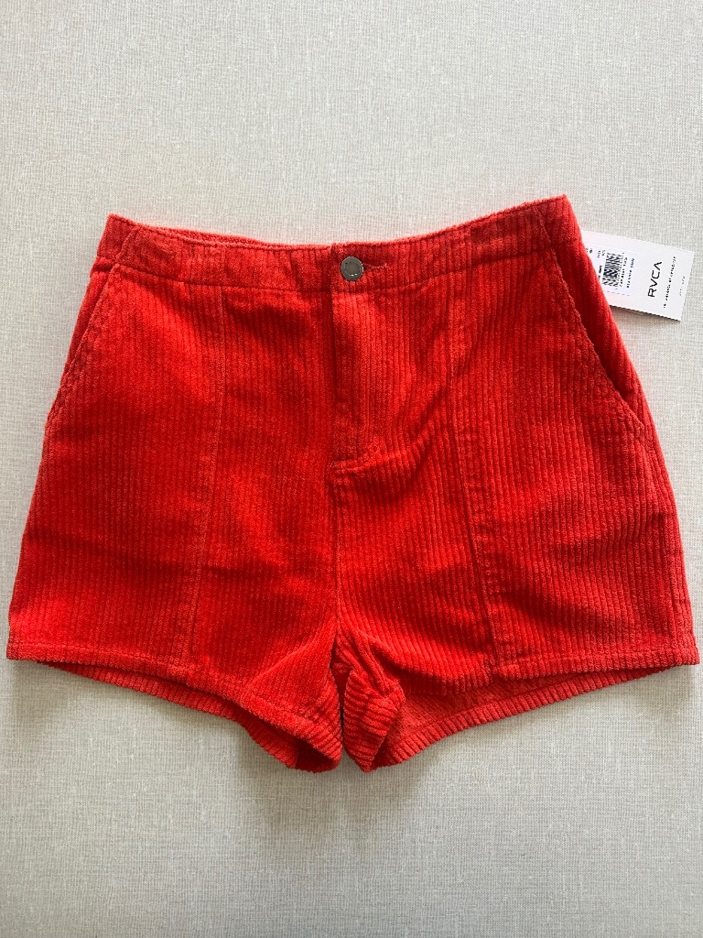 High-Waisted Orange Corduroy RVCA Shorts - New With Tags!
